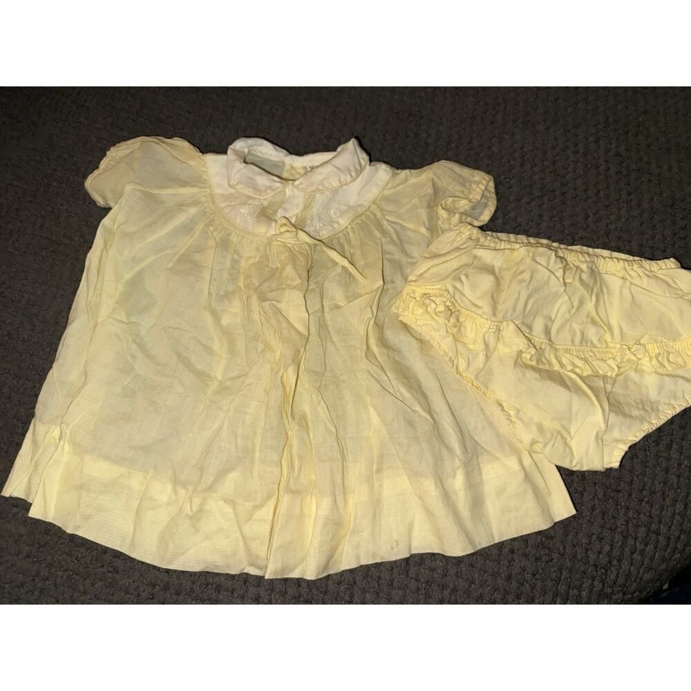 VTG HoneySuckle Baby Dress Yellow + Fabric Diaper Reusable 9 months sears